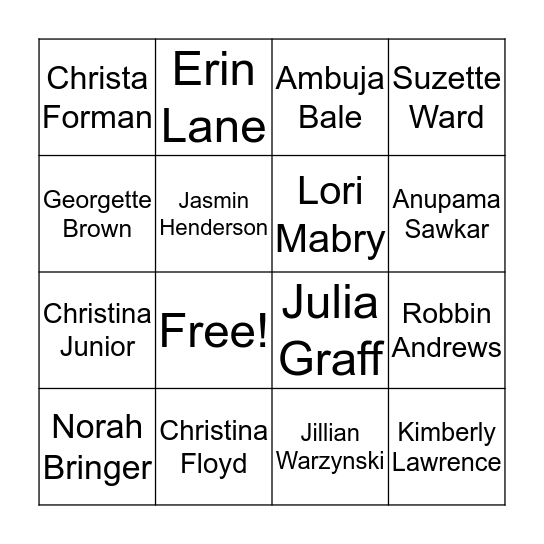 2019 DOJ DIDP Workshop Bingo Card