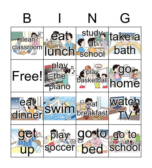 What time do you~? Bingo Card