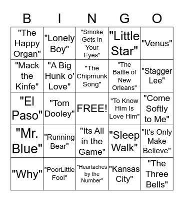 Musical Bingo Card
