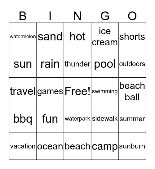 Summer! Bingo Card