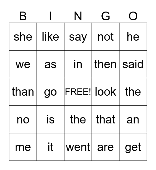 March Sight Words Bingo Card