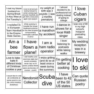 RGI FMT FUN FACTS Bingo Card