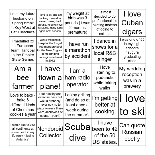 RGI FMT FUN FACTS Bingo Card