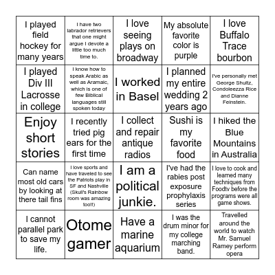 RGI FMT FUN FACTS Bingo Card