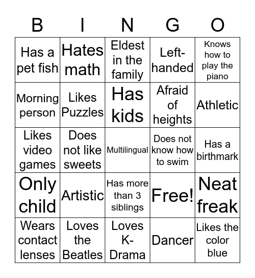 CSG  Bingo Card