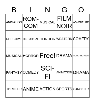 CINEMA BINGO Card