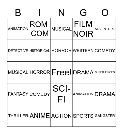 CINEMA BINGO Card