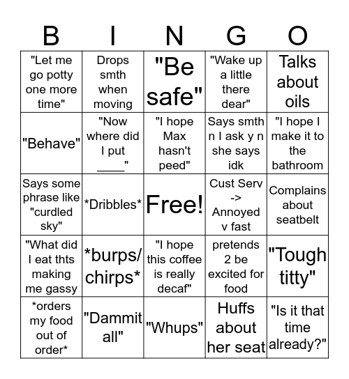 Mommom Lingo Bingo Card