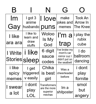 GAYA Ice Breaker Bingo Card