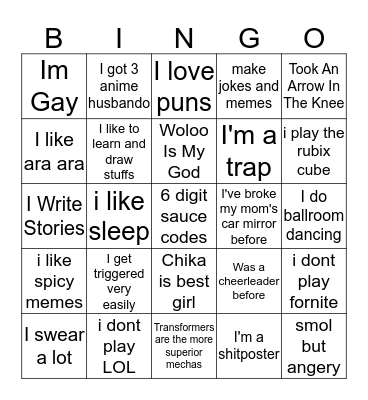 GAYA Ice Breaker Bingo Card