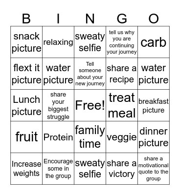 Fitness Bingo Card