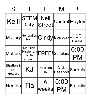 STEM BINGO Card