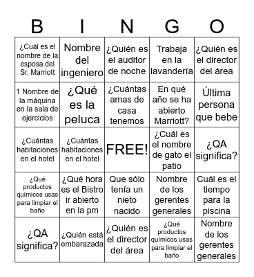 Courtyard Bingo Card