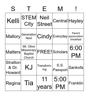 STEM BINGO Card