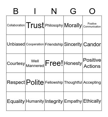 Code of Conduct Bingo Card