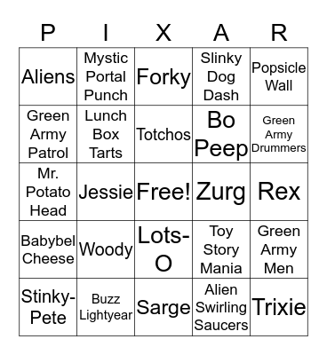 Toy Story Land Bingo Card