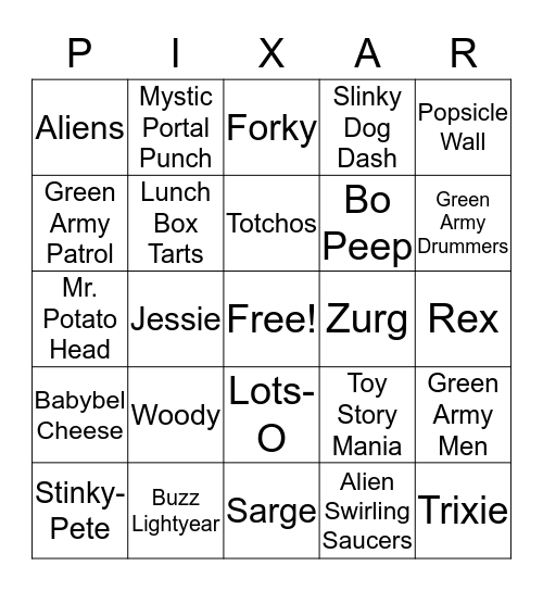 Toy Story Land Bingo Card