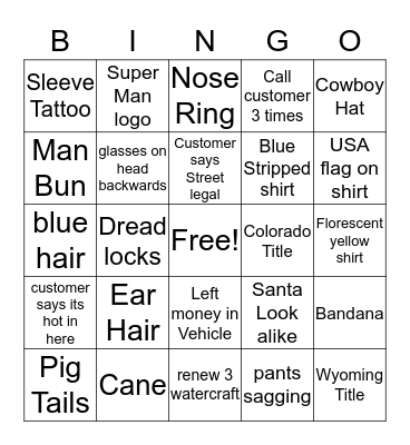 DMV BLACKOUT Bingo Card