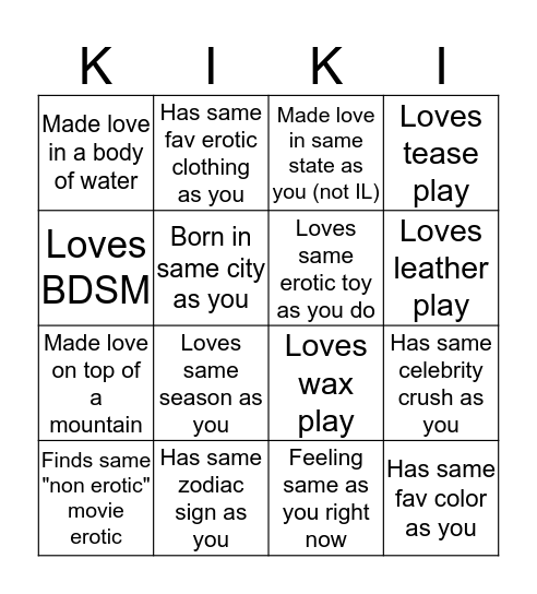 KIKITUBE Bingo Card