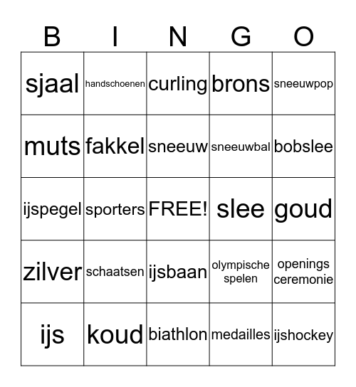 winter Bingo Card