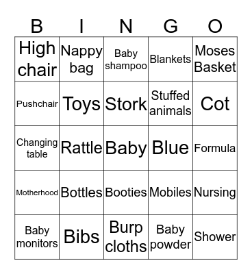 Jo's Baby Shower Bingo Card