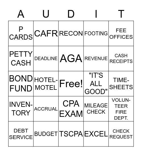 County Auditor Bingo Card