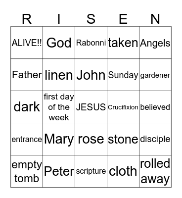 ENCOUNTER AT THE TOMB! Bingo Card