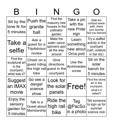 Staff Courtyard Bingo Card
