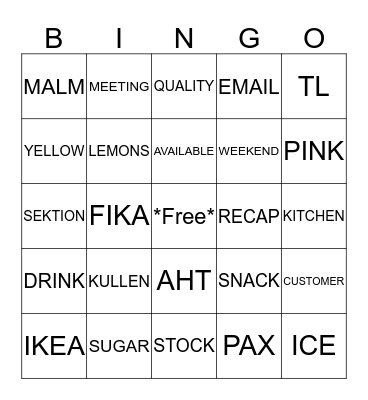 LEMONADE STAND Bingo Card