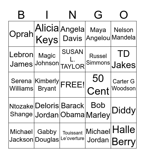 BLACK LEGACIES Bingo Card