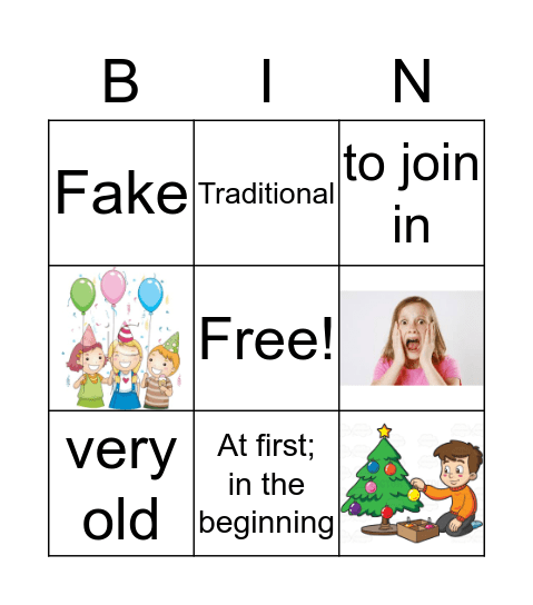 Vocabulary Bingo Card