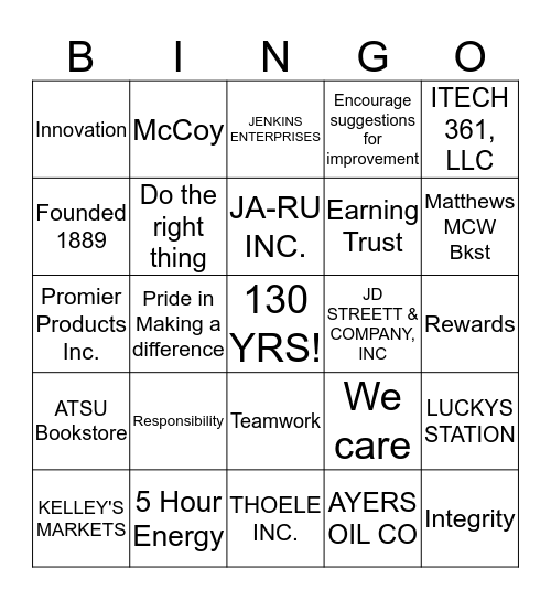 Employee-Owner Bingo Card