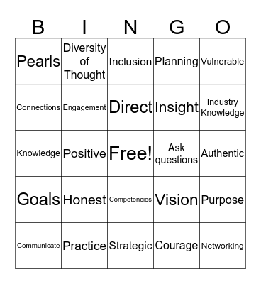 AFSG Leadership Development Series Bingo Card