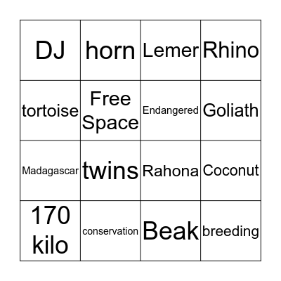 The Outback Bingo Card