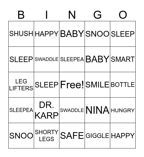 Happiest Baby Bingo Card