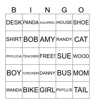 NOUNS Bingo Card