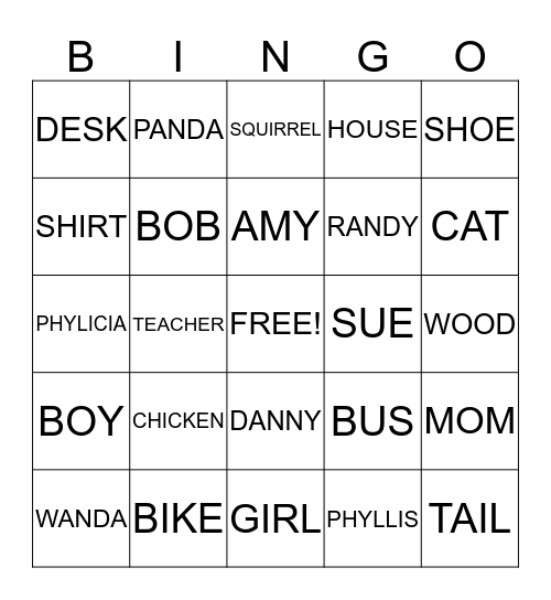 NOUNS Bingo Card