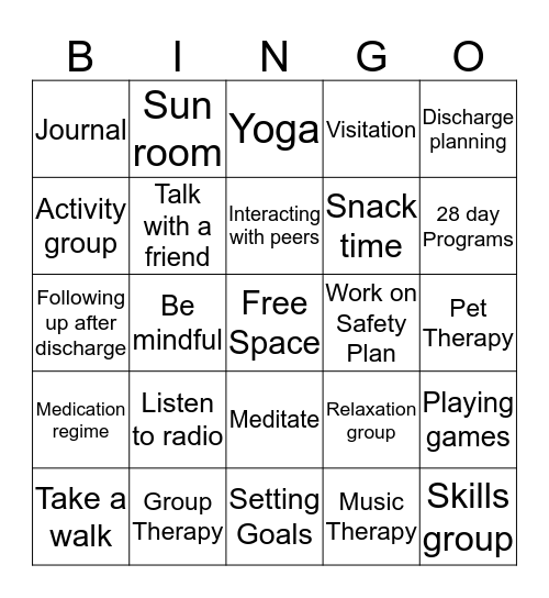 BHU Bingo Card