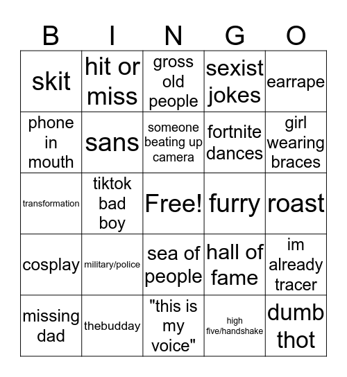 tiktok bingo Card