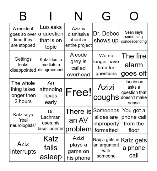 MTM Bingo Card