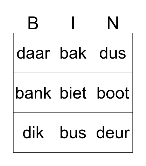 b/d BINGO Card