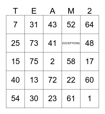 TEAM 2 PARRA BINGO Card