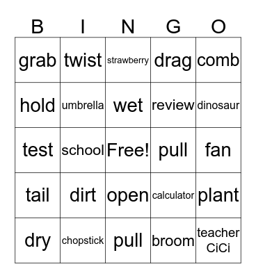 Sunny, Rex, and Melody Play Bingo Card