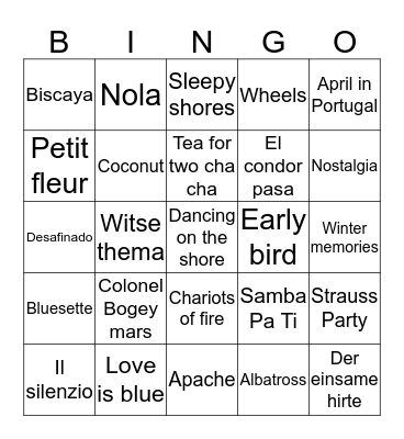 instrumentale bingo Card