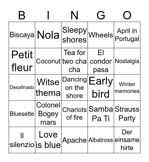 instrumentale bingo Card