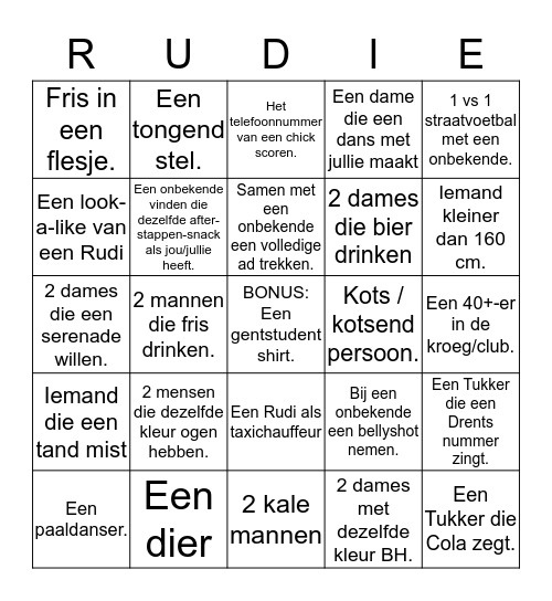 Rudi on tour Memory en Bingo - Ga op de foto / maak een video van: Bingo Card