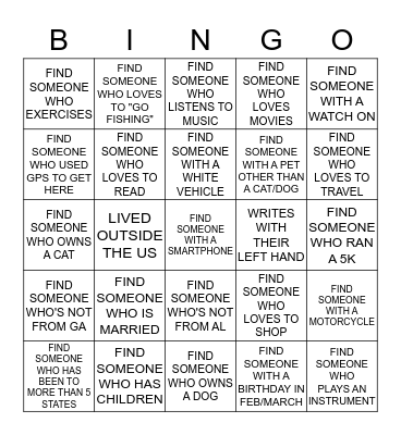 NETWORKING BINGO Card