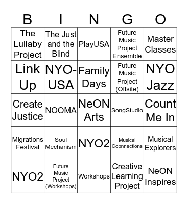 WMI End of Season Bingo Card