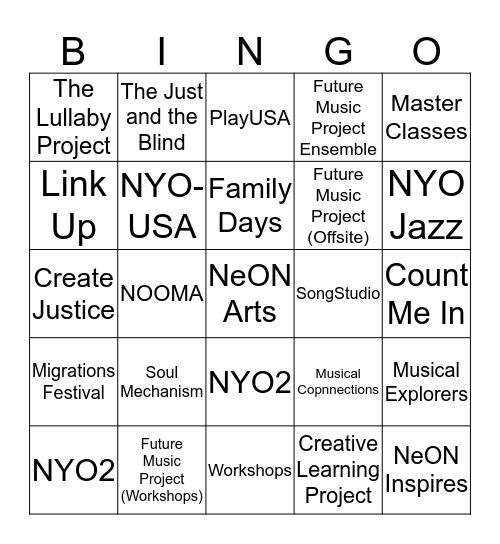 WMI End of Season Bingo Card