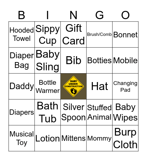 Baby Under Construction Bingo Card